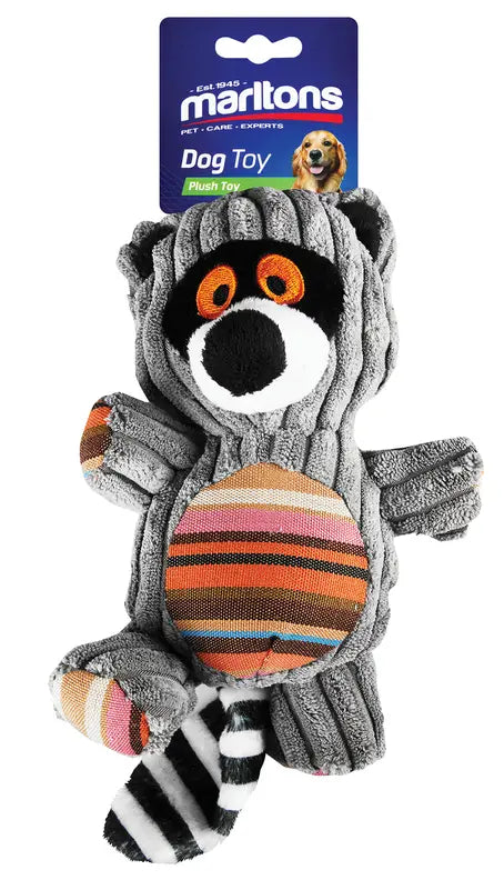 Marltons Plush Dog Toy Corduroy Racoon