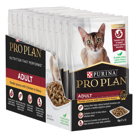 Purina Pro Plan Adult Chicken in Gravy wet cat food (12x85g)