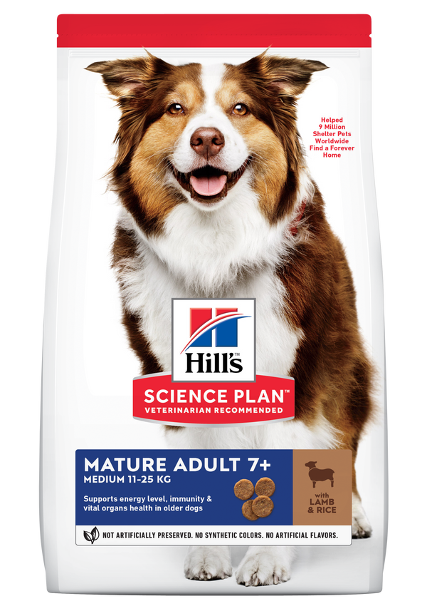 Hill's Science Plan Mature Adult Medium 7+ Dry Dog Food Lamb and Rice Flavour 12kg