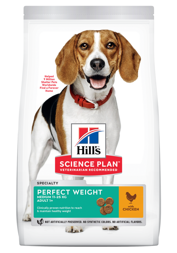 Hill's Science Plan Perfect Weight Medium Dry Dog Food Chicken Flavour 12kg