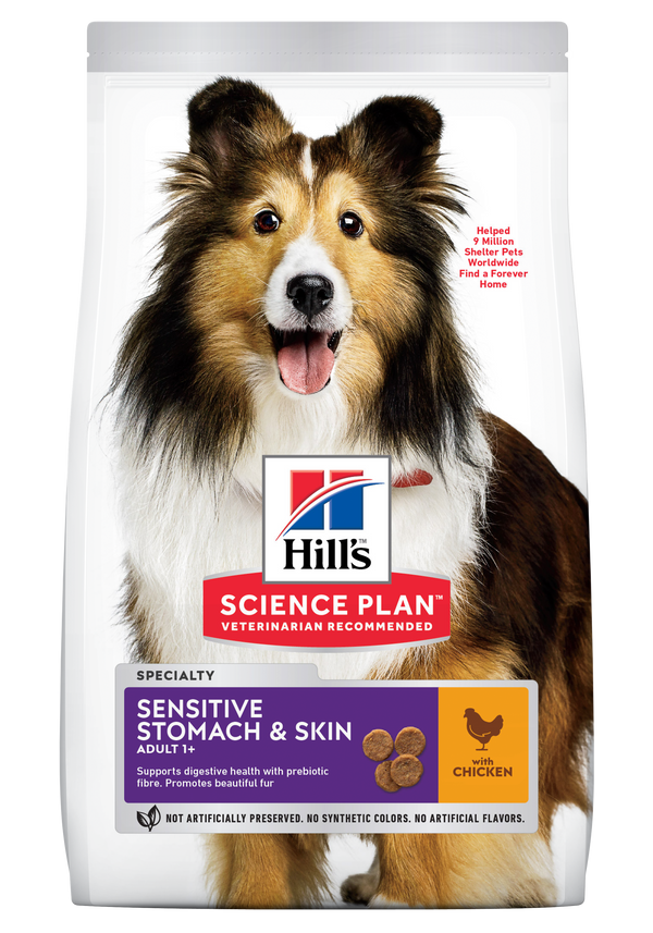 Hill's Science Plan Sensitive Stomach and Skin Med & Large Breed Dry Dog Food Chicken Flavour