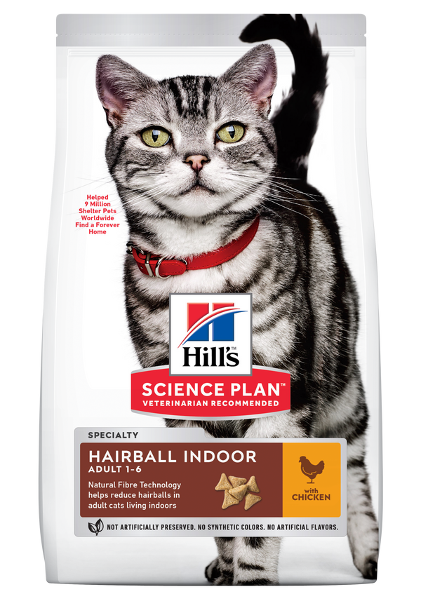 Hill's Science Plan Adult Hairball Indoor Dry Cat Food Chicken Flavour