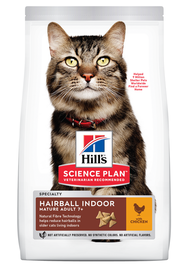 Hill's Science Plan Mature Hairball Indoor Dry Cat Food Chicken Flavour 2.5kg