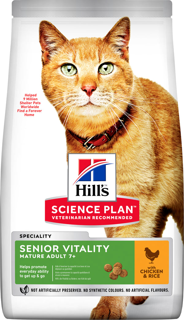 Hill's Science Plan Senior Vitality Dry Cat Food Chicken and Rice Flavour