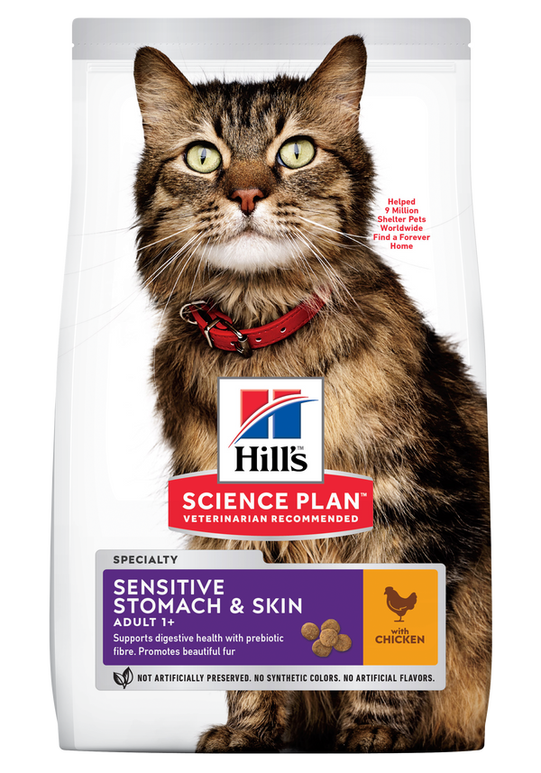 Hill's Science Plan Sensitive Stomach and Skin Dry Cat Food Chicken Flavour