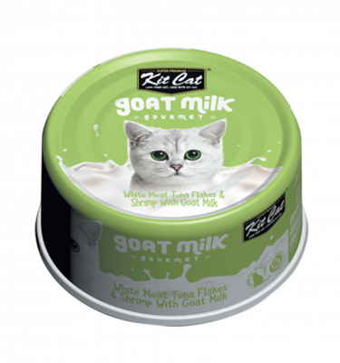 Kit Cat Goat Milk Gourmet White Meat Tuna Flakes & Shrimp 70g