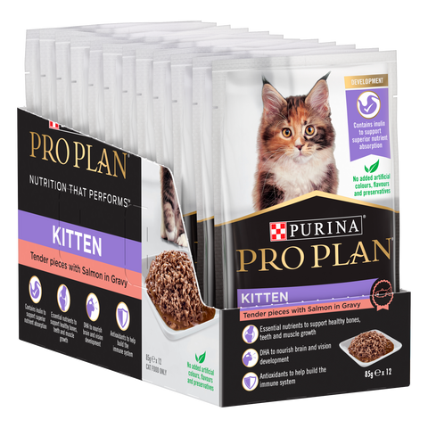 Purina Pro Plan Kitten Salmon in Gravy wet cat food (12x85g)