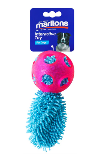 Marltons Ball with Plush Tug Silicone with Squeaker