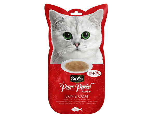 Kit Cat Purr Purée Plus+ (Skin & Coat) Tuna (4x15g Sachets)