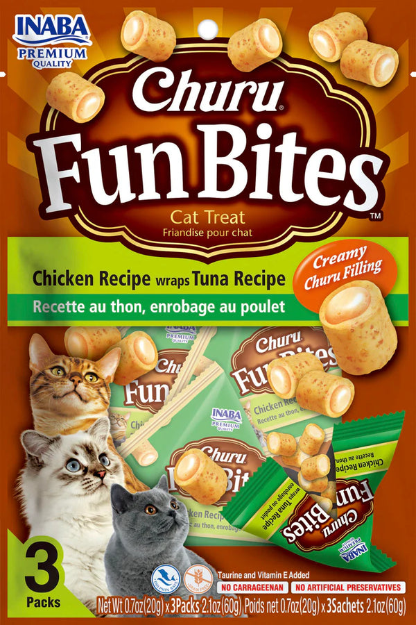 Churu Fun Bites Chicken Recipe wraps Tuna Recipe Cat Treat 60g