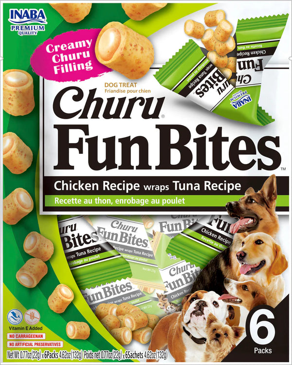 Churu Fun Bites Chicken Recipe wraps Tuna Dog Treat 132g