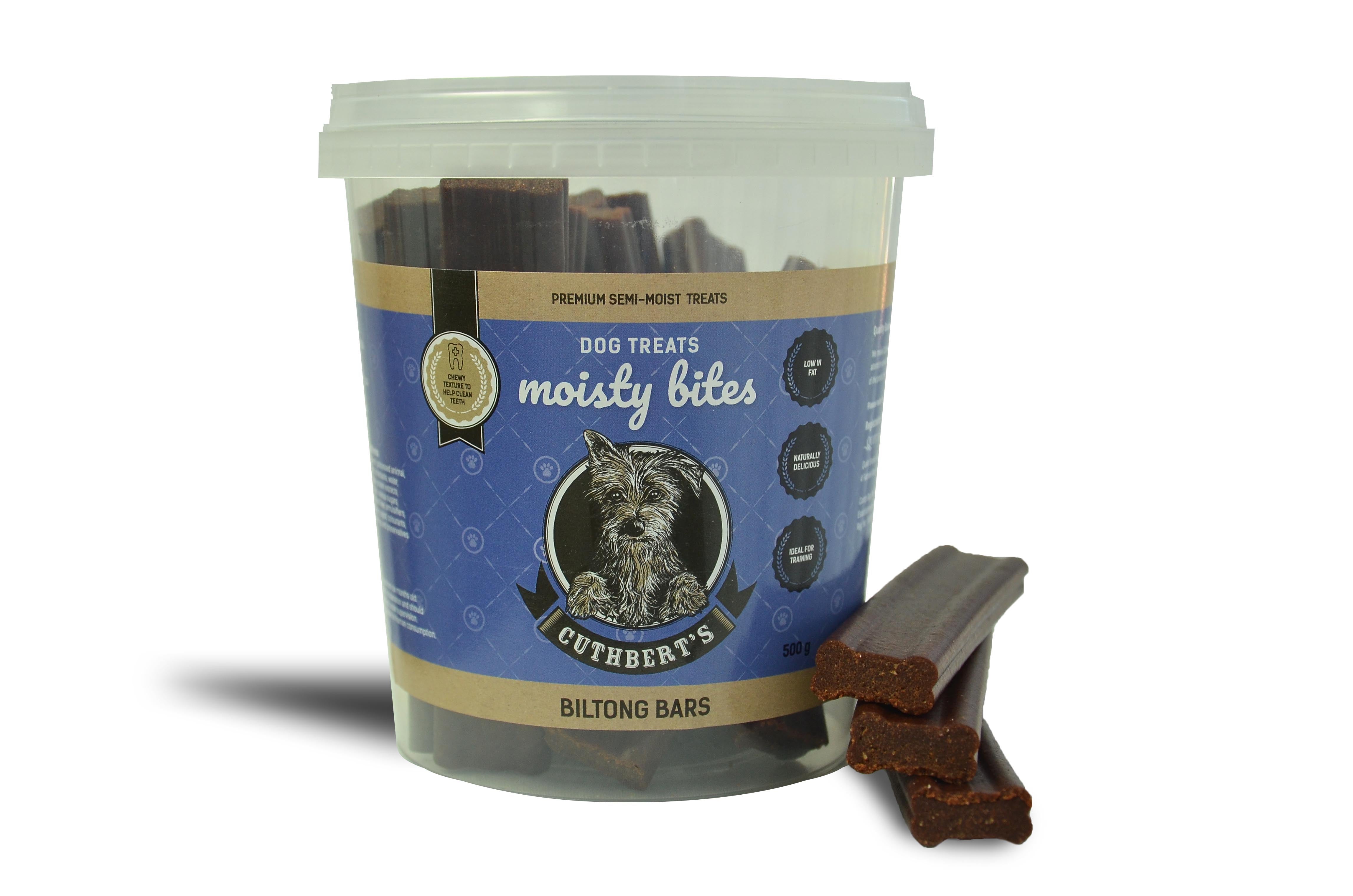 Cuthbert s Moisty Bites Biltong Bars Dog Treats 120g or 500g Across the Breeds